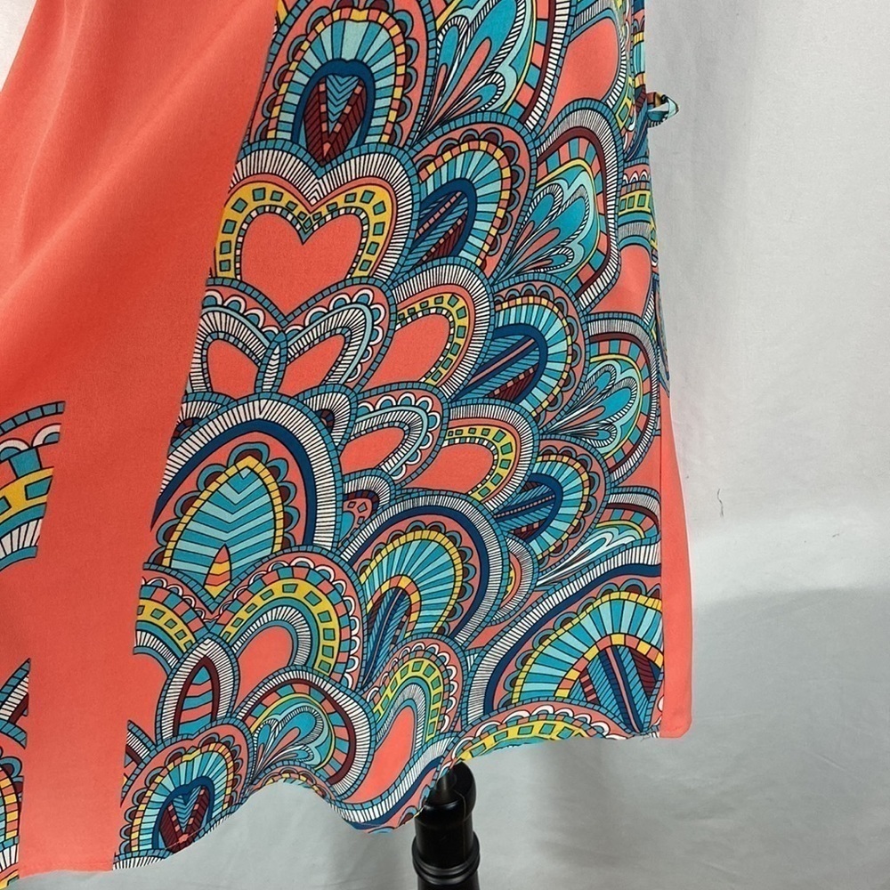 Hot & Delicious Coral Sheer Dress with Pattern - Picture 5 of 8